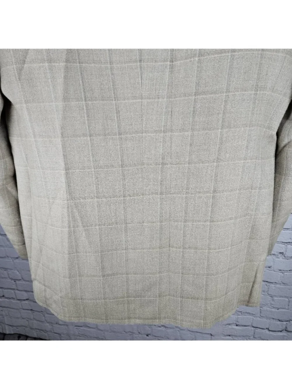 Stafford Beige Silk Wool Executive 3 Button Ventless Notch Blazer Sport Coat 42R